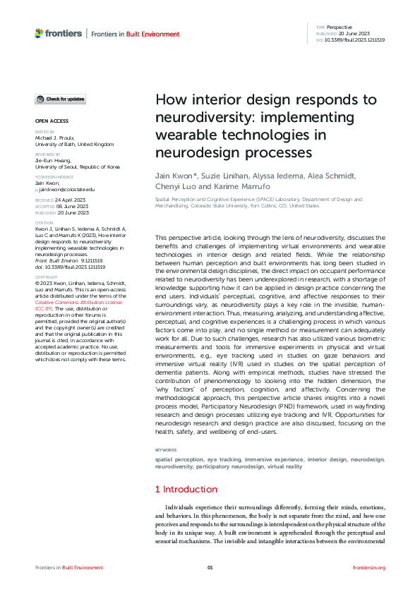 (PDF) How interior design responds to neurodiversity: implementing ...
