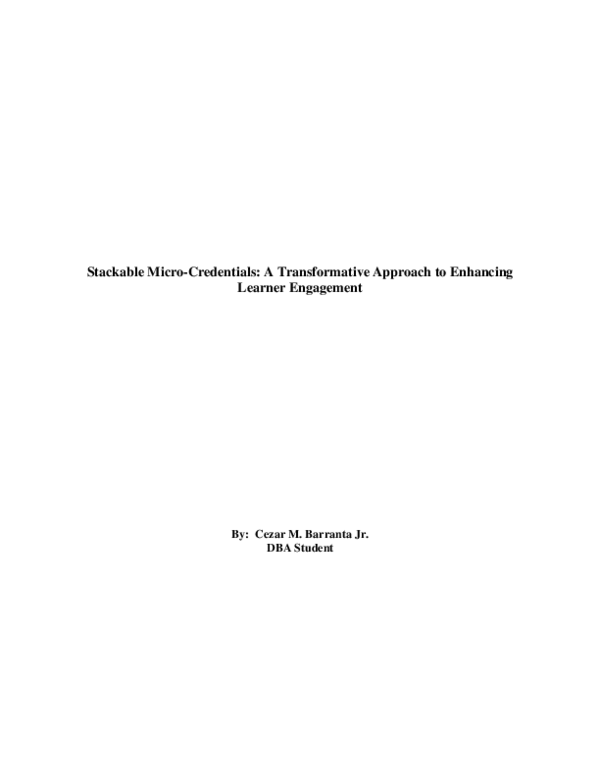 (PDF) Stackable Micro-Credentials: A Transformative Approach to ...