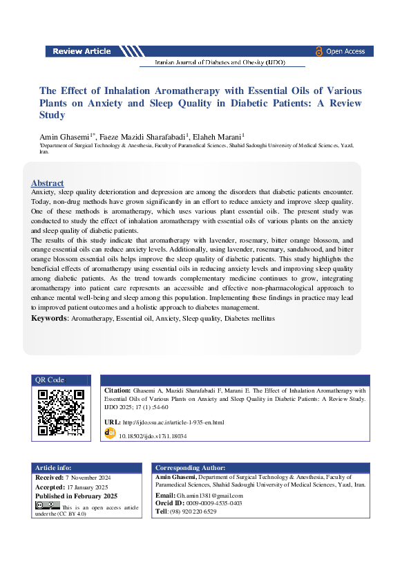 (PDF) The Effect of Inhalation Aromatherapy with Essential Oils of ...