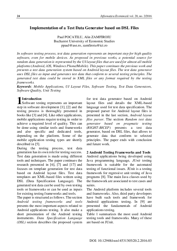 (PDF) Implementation of a Test Data Generator based on DSL Files