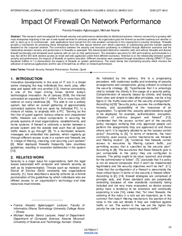 (PDF) Impact Of Firewall On Network Performance