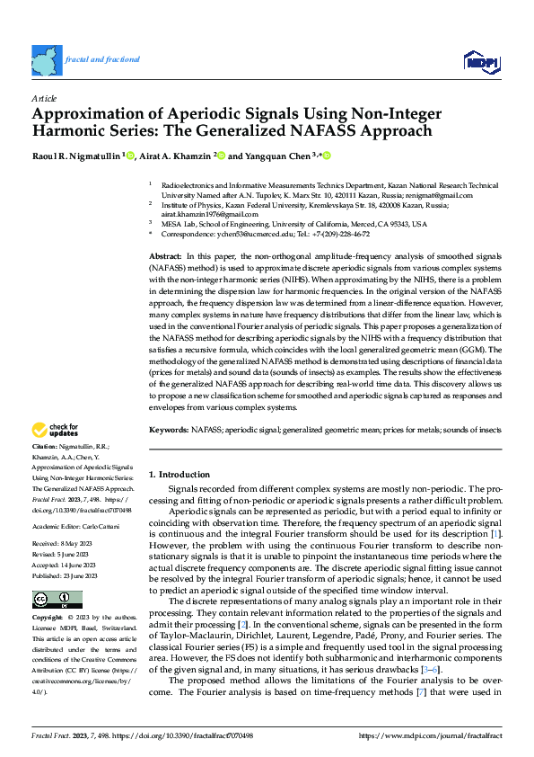 (PDF) Approximation of Aperiodic Signals Using Non-Integer Harmonic ...
