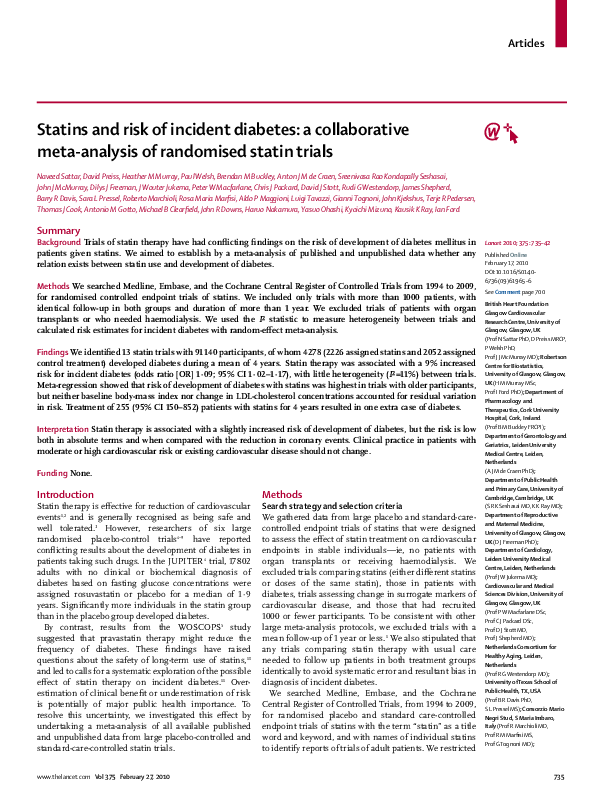 (PDF) Statins and risk of incident diabetes: a collaborative meta ...