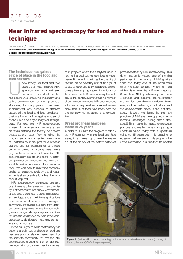 (PDF) Near Infrared Spectroscopy for Food and Feed: A Mature Technique