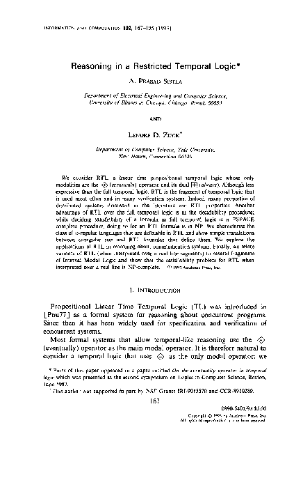 (PDF) Reasoning in a Restricted Temporal Logic