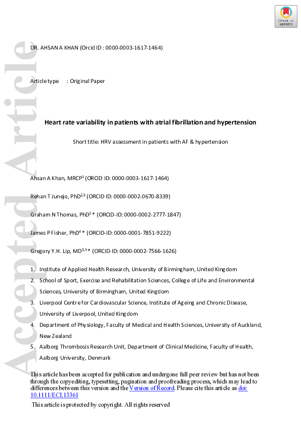 (PDF) Heart Rate Variability in Patients With Atrial Fibrillation Is ...