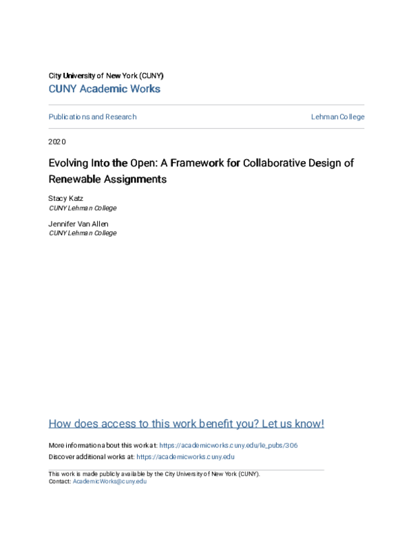 (PDF) Evolving Into the Open: A Framework for Collaborative Design of ...