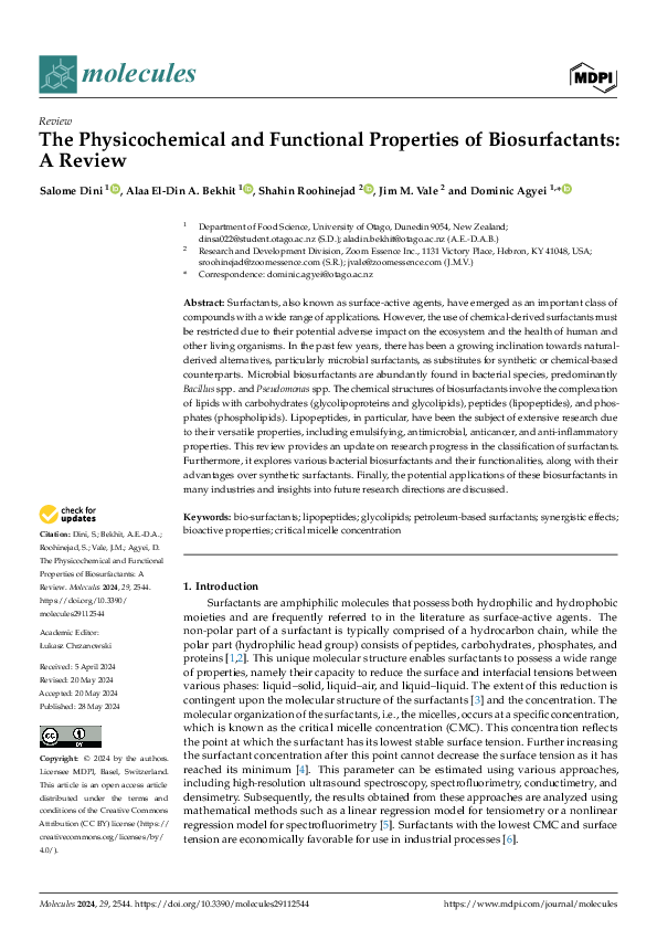 (PDF) The Physicochemical and Functional Properties of Biosurfactants ...