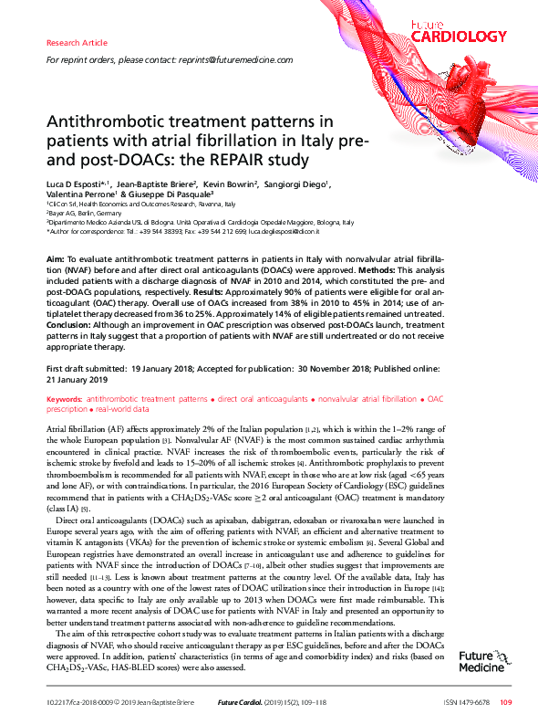 (PDF) Antithrombotic treatment patterns in patients with atrial ...
