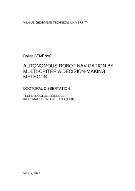 (PDF) Autonomous robot navigation by multi-criteria decision-making methods