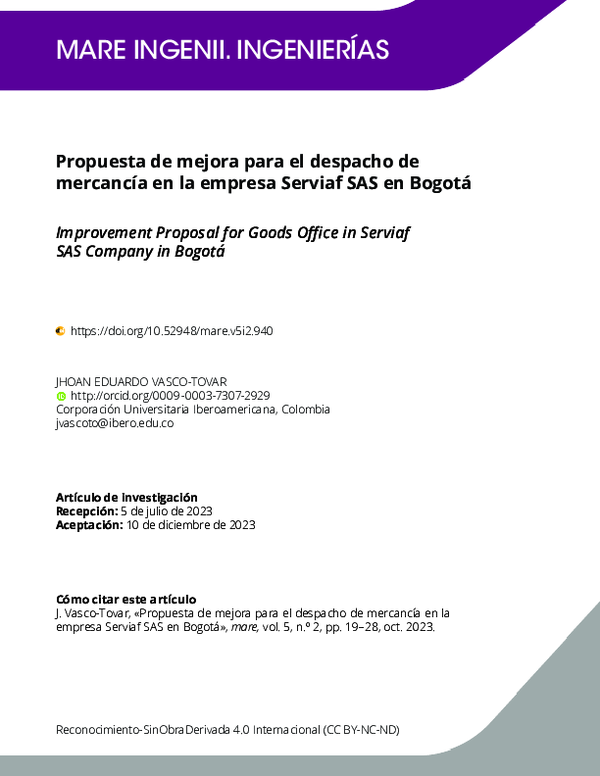 (PDF) Propuesta de mejora para el despacho de mercancía en la empresa ...