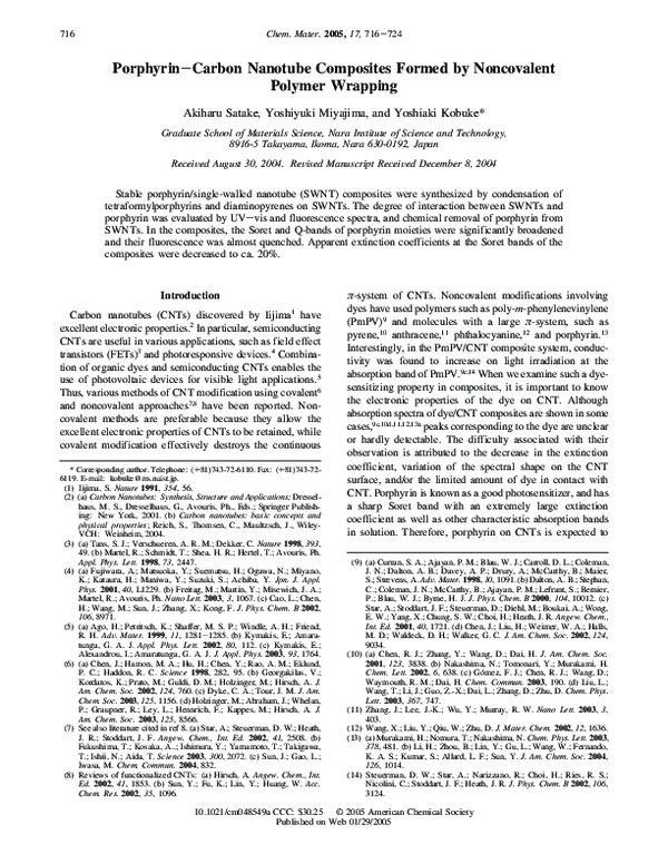 (PDF) Porphyrin−Carbon Nanotube Composites Formed by Noncovalent ...