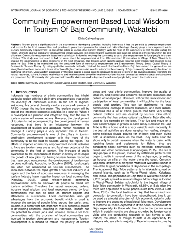 (PDF) Community Empowerment Based Local Wisdom In Tourism Of Bajo ...
