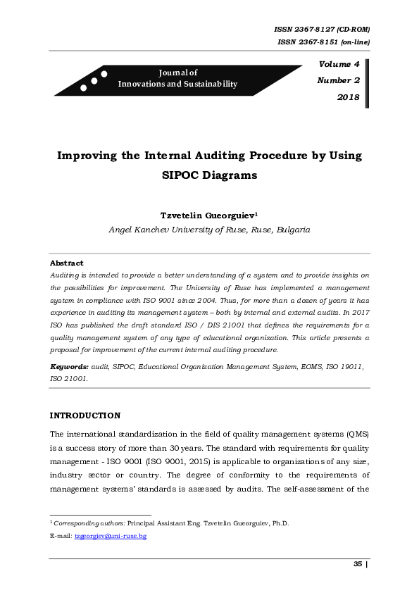 (PDF) Improving the internal auditing procedure by using SIPOC diagrams