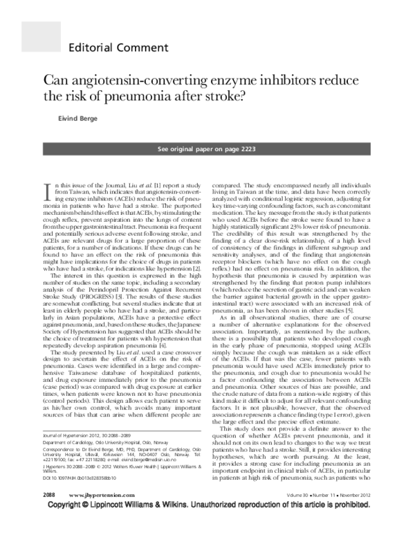 (PDF) Can Angiotensin Converting Enzyme Inhibitors Prevent ...