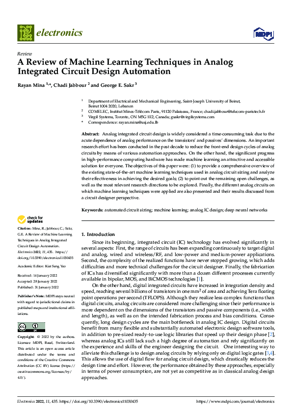 (PDF) A Review of Machine Learning Techniques in Analog Integrated ...