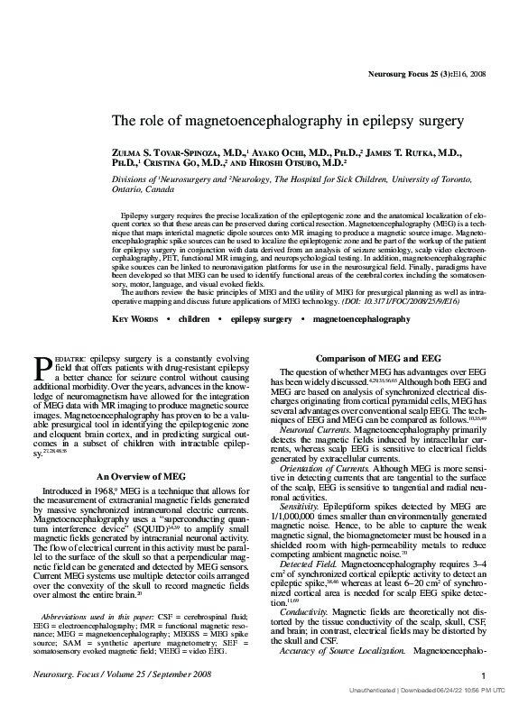 (PDF) The role of magnetoencephalography in epilepsy surgery