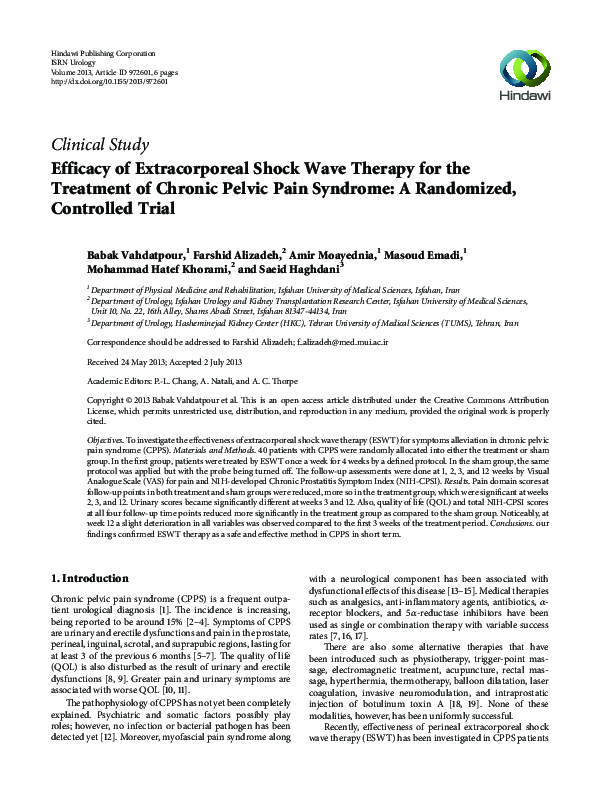 (PDF) Clinical Study Efficacy of Extracorporeal Shock Wave Therapy for ...