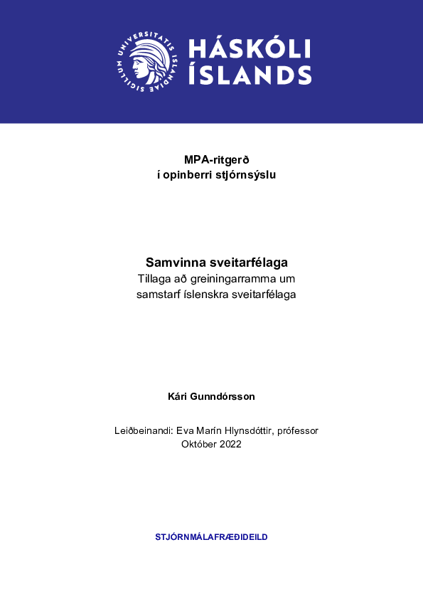 (PDF) Samvinna sveitarfélaga. Tillaga að greiningarramma um samstarf ...