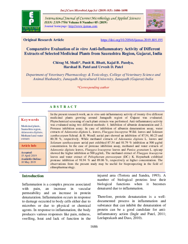 (PDF) Comparative Evaluation of in vitro Anti-Inflammatory Activity of ...