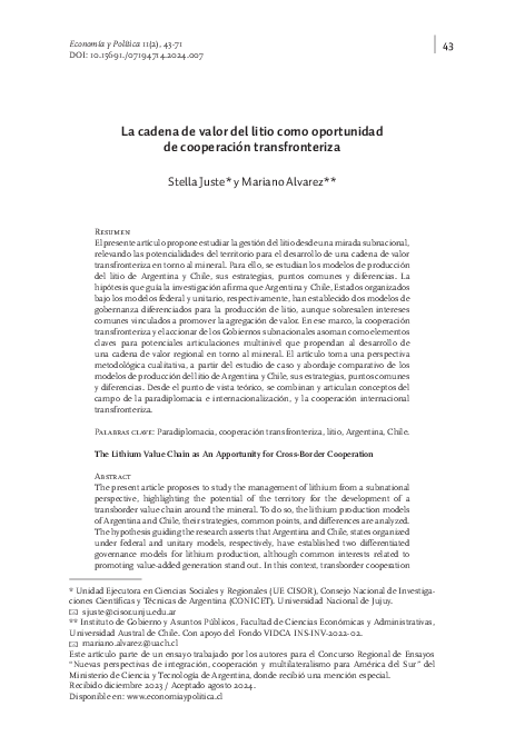 (PDF) La cadena de valor del litio como oportunidad de cooperación ...
