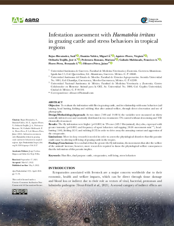 Image showcasing (PDF) Infestation assessment with Haematobia irritans in grazing cattle ...