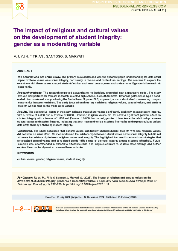 (PDF) The impact of religious and cultural values on the development of ...