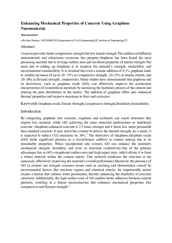 (PDF) Enhancing Mechanical Properties of Concrete Using Graphene ...