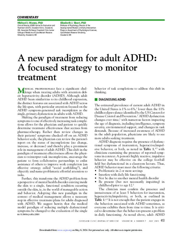(PDF) A new paradigm for adult ADHD: A focused strategy to monitor ...