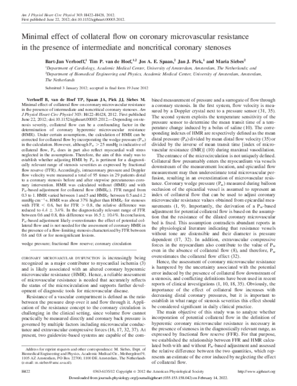 (PDF) Minimal effect of collateral flow on coronary microvascular ...