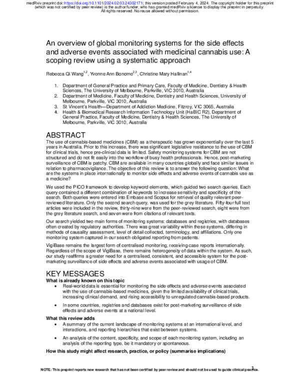 (PDF) An overview of global monitoring systems for the side effects and ...