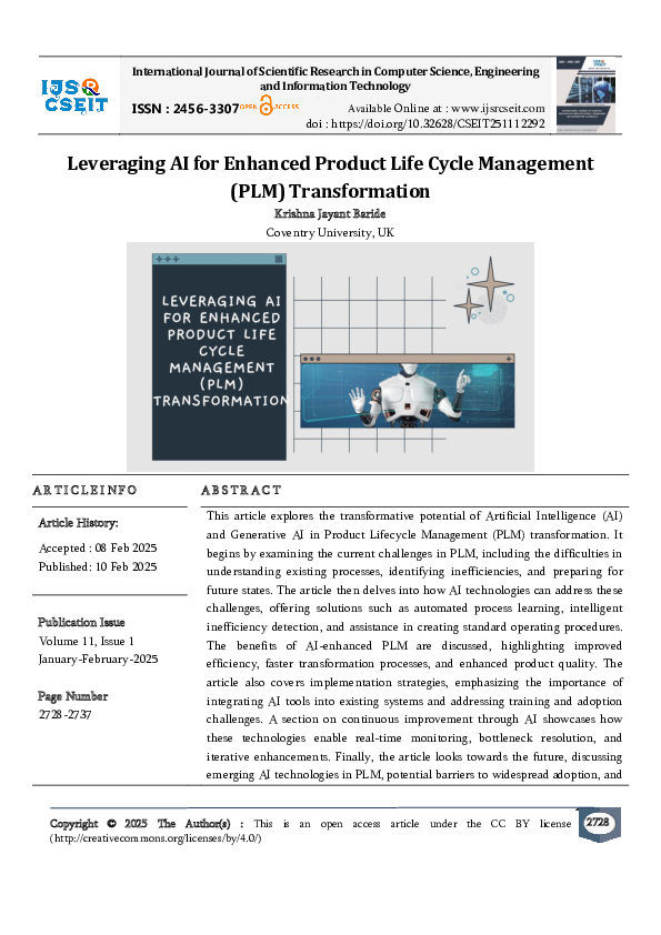 (PDF) Leveraging AI for Enhanced Product Life Cycle Management (PLM ...