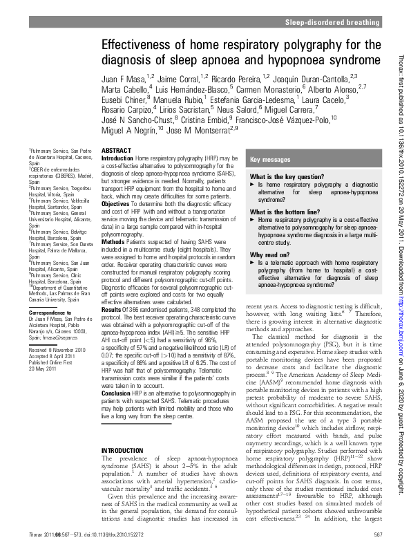 (PDF) Effectiveness of home respiratory polygraphy for the diagnosis of ...