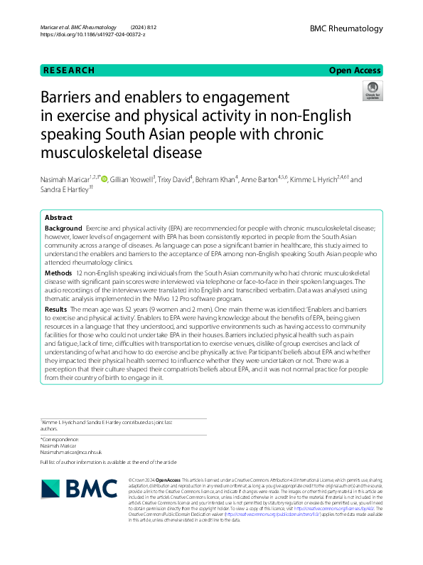 (PDF) Barriers and enablers to engagement in exercise and physical ...