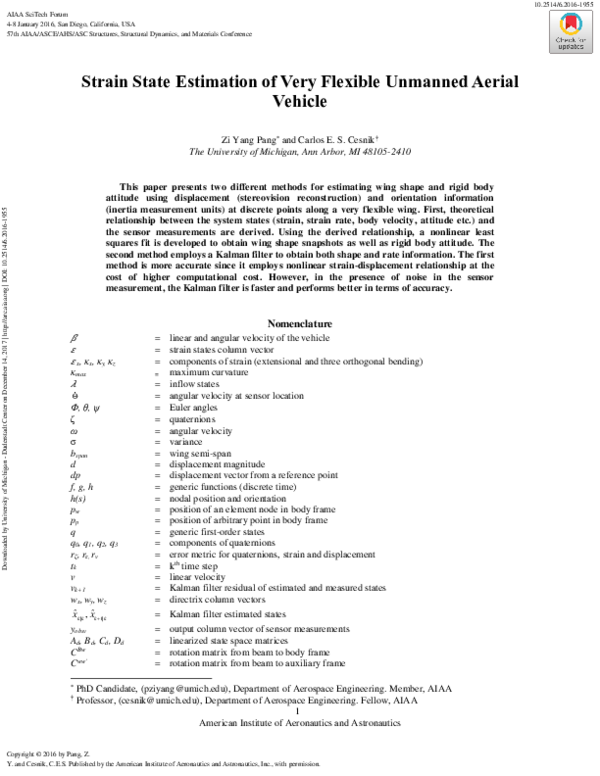 (PDF) Flight Shape Estimation of Very Flexible Unmanned Aerial Vehicle