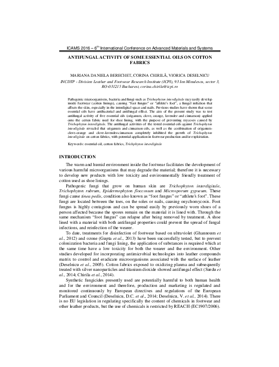 (PDF) Antifungal Activity of some Essential Oils on Cotton Fabrics