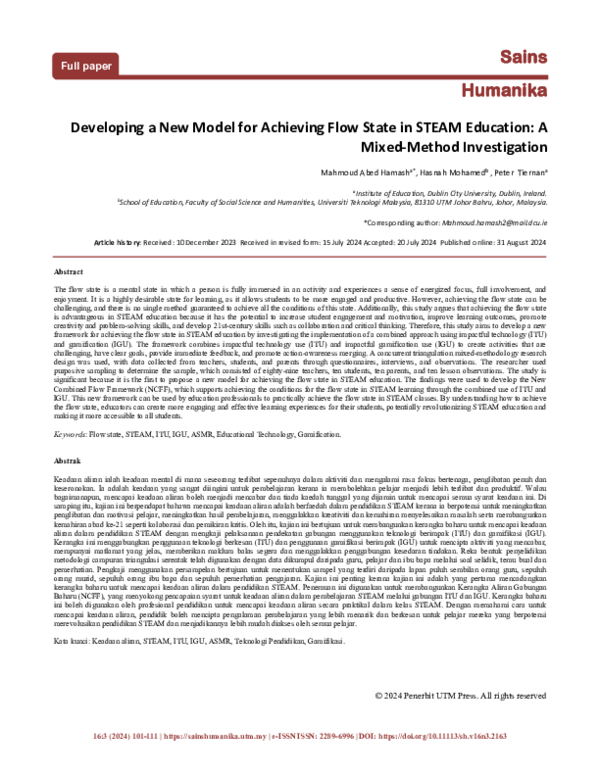 (PDF) Developing a New Model for Achieving Flow State in STEAM ...