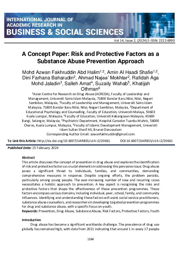 (PDF) A Concept Paper: Risk and Protective Factors as a Substance Abuse ...