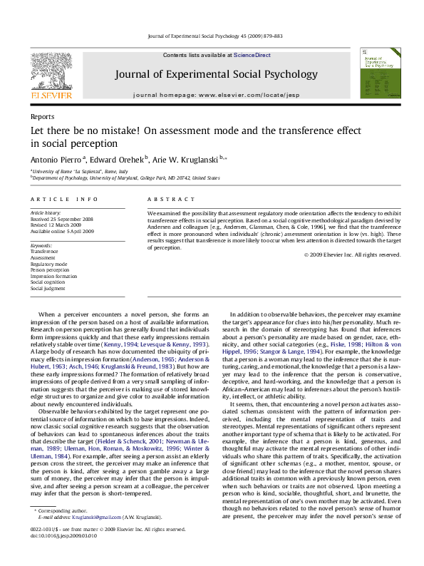 (PDF) Let there be no mistake! On assessment mode and the transference ...
