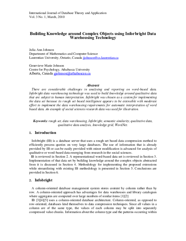 (PDF) Building Knowledge around Complex Objects using Inforbright Data ...