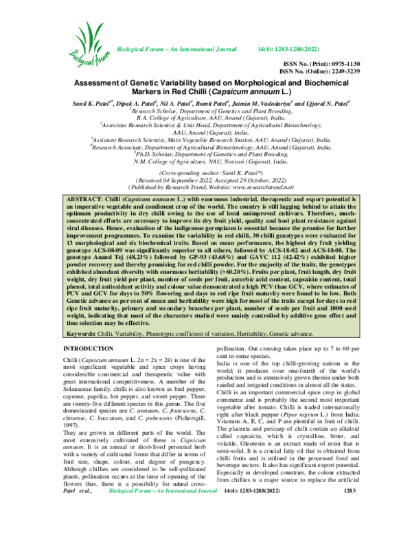 (PDF) Assessment of Genetic Variability based on Morphological and ...