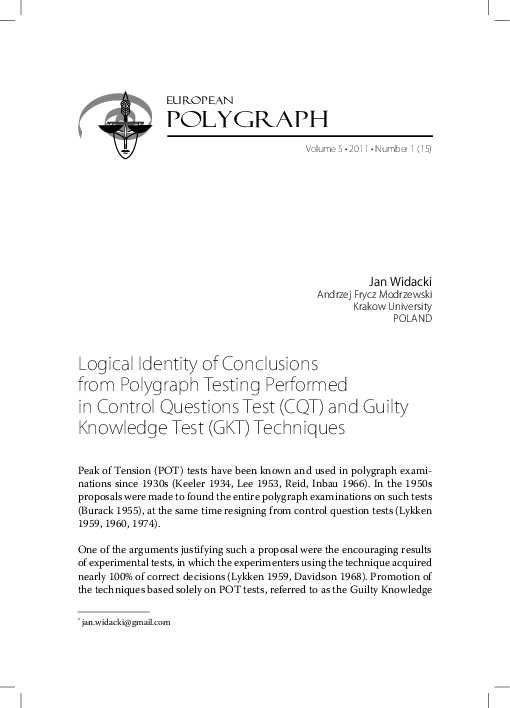 (PDF) Logical Identity of Conclusions from Polygraph Testing Performed ...