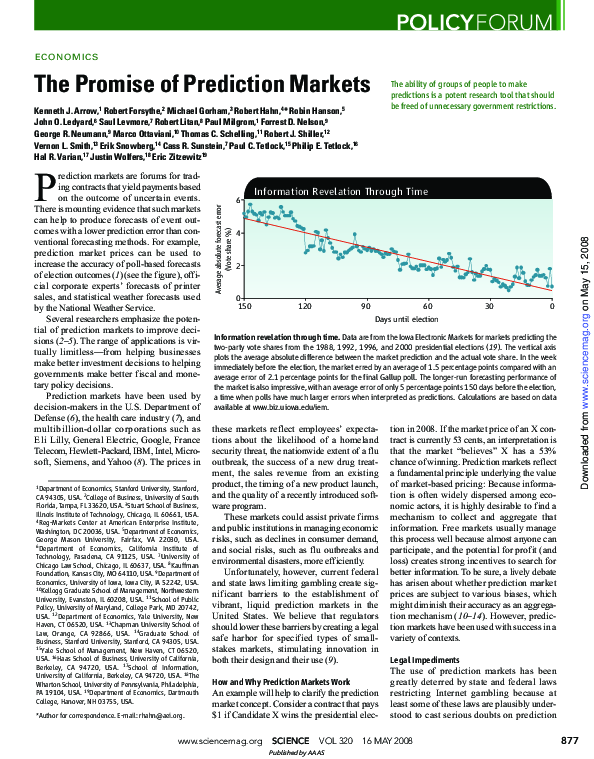 (PDF) The Promise of Prediction Markets
