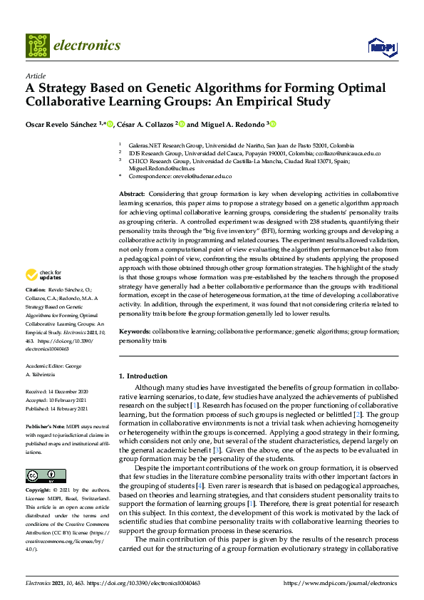 (PDF) A Strategy Based on Genetic Algorithms for Forming Optimal ...