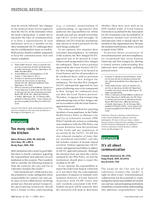 (PDF) Response to Protocol Review Scenario: It's all about communication