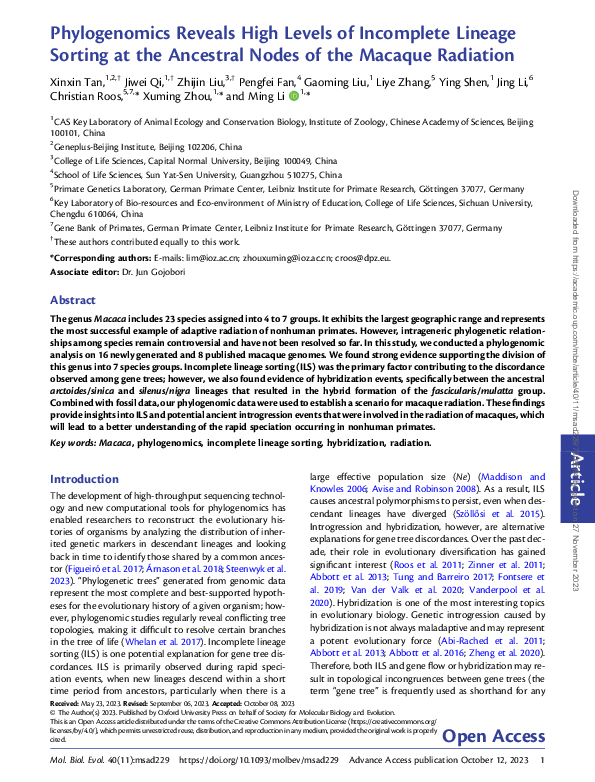 (PDF) Phylogenomics Reveals High Levels of Incomplete Lineage Sorting ...