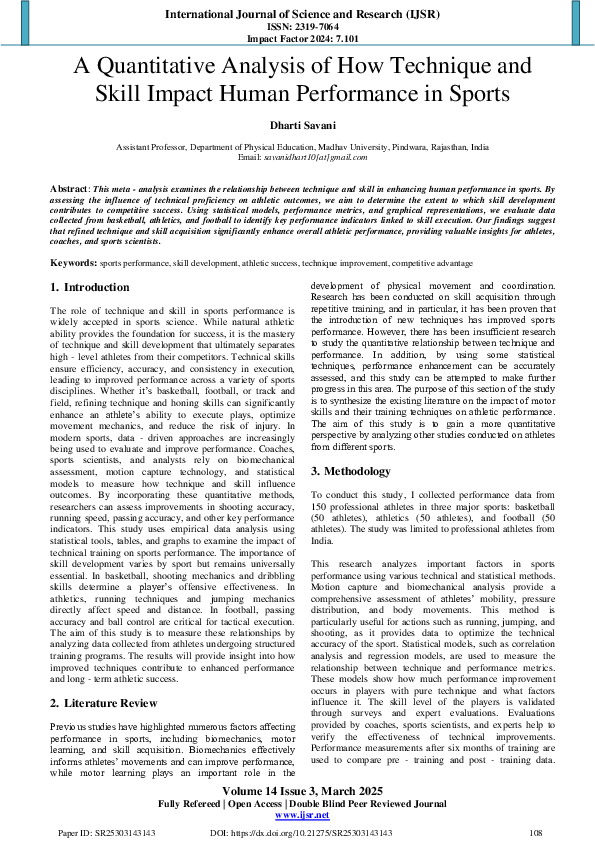 (PDF) A Quantitative Analysis of How Technique and Skill Impact Human ...