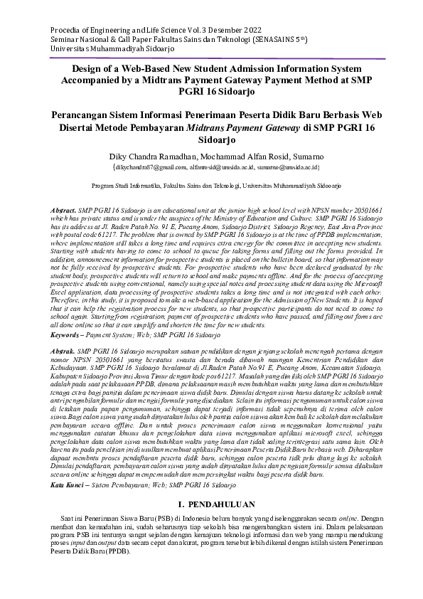 (PDF) Design of a Web-Based New Student Admission Information System ...