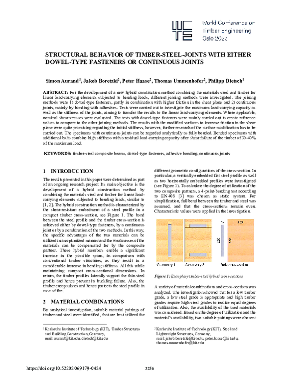 (PDF) Structural Behavior of Timber-Steel-Joints with Either Dowel-Type ...