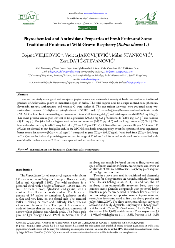 (PDF) Phytochemical and Antioxidant Properties of Fresh Fruits and Some ...